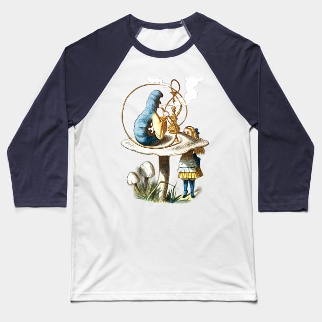 The Caterpillar - Alice In Wonderland Baseball T-Shirt by The Blue Box